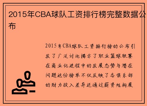 2015年CBA球队工资排行榜完整数据公布